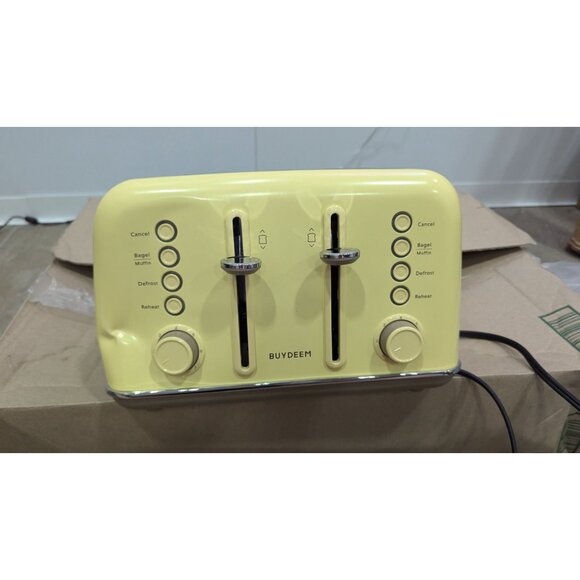 Buydeem 4 Slice Toaster Extra Wide Slots Retro Stainless Steel Toaster in Mellow - Picture 3 of 3